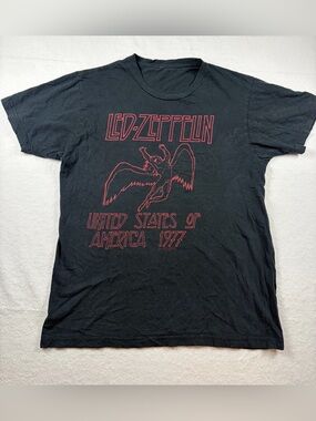 Led‎ Zeppelin Black Graphic Tour T-Shirt - 1977 United States